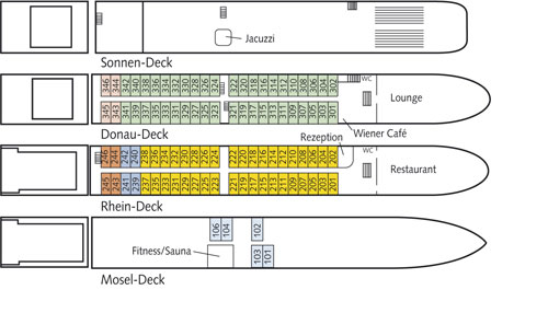 Deckplan der Transocean Tours Bellevue Decksplan Transocean Tours Bellevue