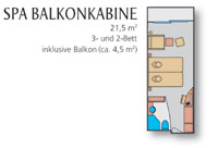 Grundriss der SPA-Balkonkabine AIDAmar