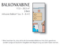 Grundriss der Balkonkabine AIDAmar